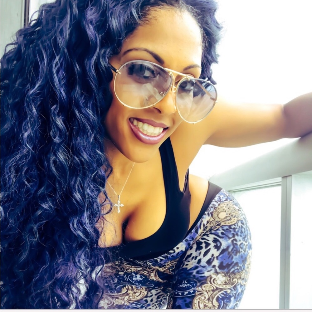 Callie Gold OVERSIZED Aviators Blue Ombré - Picture 2 of 5